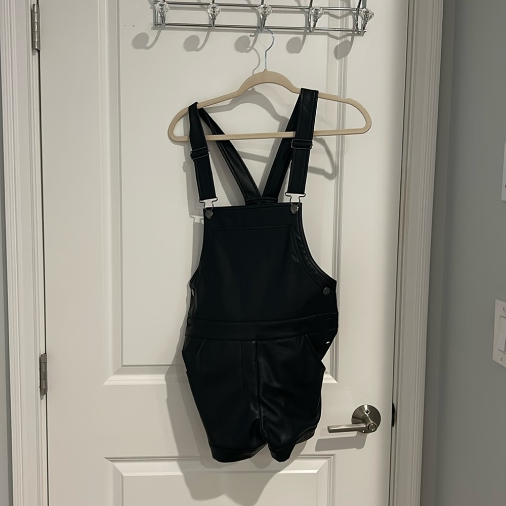 Faux Leather Overalls